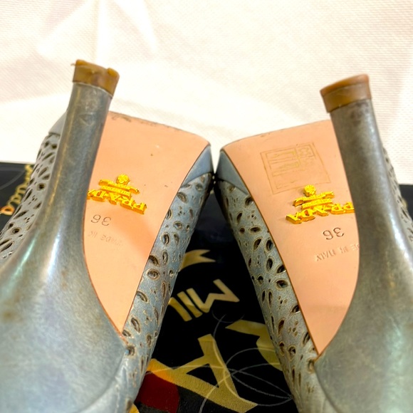 Prada Peep Toes 3” Heels Size EU 36=US 6 - Picture 8 of 10